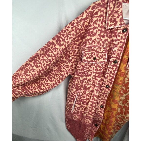 Free People Printed Ruby Jacket Womens XL Pink Combo Fleece Oversized Button - Picture 7 of 16